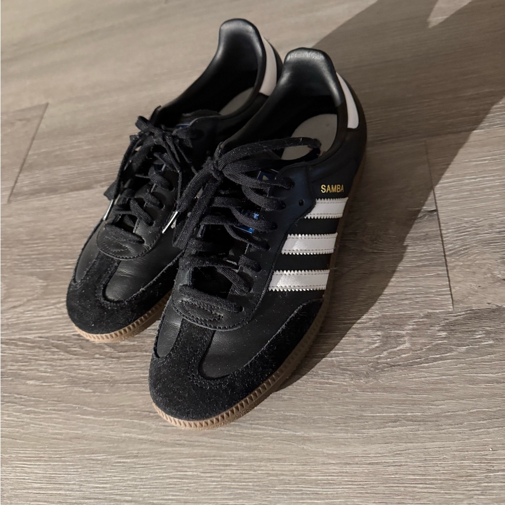 Adidas Samba Black Leather Athletic Shoes
